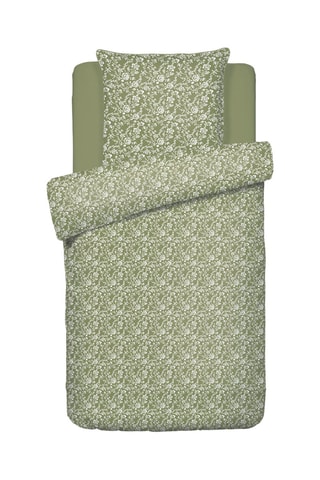 Katoensatijnen Overtrekset 80 Draad/cm² Bloemen - Groen