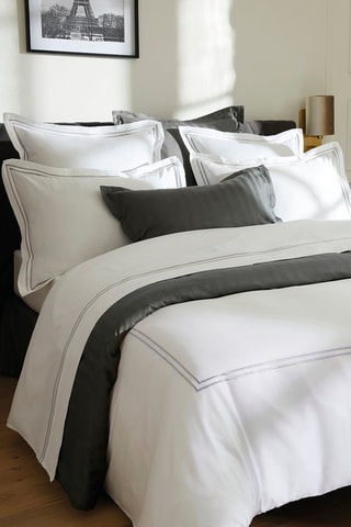 Conjunto de edredão em cetim de algodão 80 fios/cm² Saint-Tropez Branco e prateado