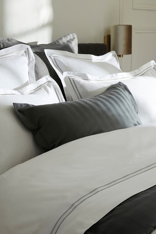 Conjunto de edredão em cetim de algodão 80 fios/cm² Saint-Tropez Branco e prateado