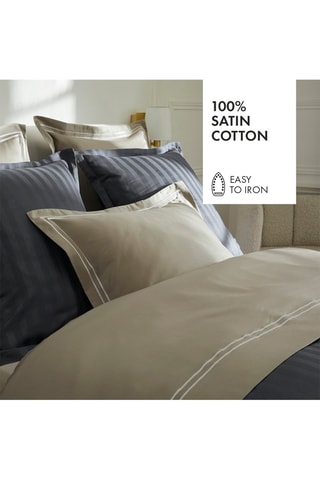 Lençol em cetim de algodão 80 fios/cm² Saint-Tropez - Toupeira e branco