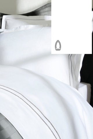 Lençol em cetim de algodão 80 fios/cm² Saint-Tropez - Branco e cinzento