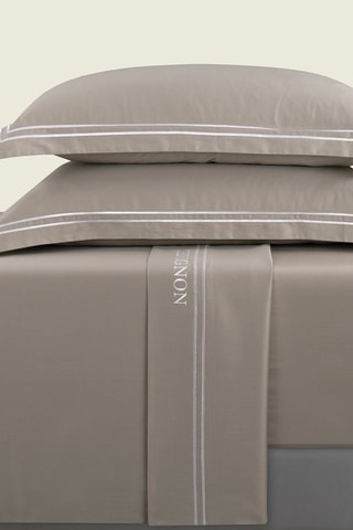 Conjunto de lençóis em cetim de algodão 80 fios/cm² Saint-Tropez - Toupeira e branco