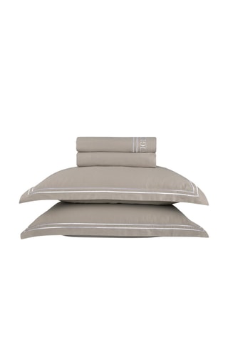 Conjunto de lençóis em cetim de algodão 80 fios/cm² Saint-Tropez - Toupeira e branco