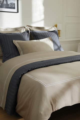 Conjunto de lençóis em cetim de algodão 80 fios/cm² Saint-Tropez - Toupeira e branco