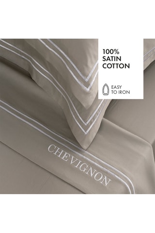 Conjunto de lençóis em cetim de algodão 80 fios/cm² Saint-Tropez - Toupeira e branco