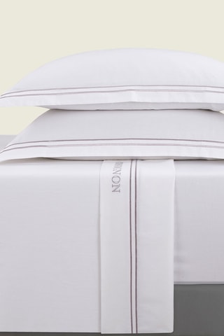 Conjunto de lençóis em cetim de algodão 80 fios/cm² Saint-Tropez - Branco e cinzento