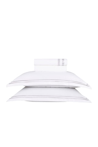 Conjunto de lençóis em cetim de algodão 80 fios/cm² Saint-Tropez - Branco e cinzento