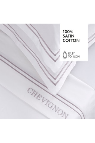 Conjunto de lençóis em cetim de algodão 80 fios/cm² Saint-Tropez - Branco e cinzento