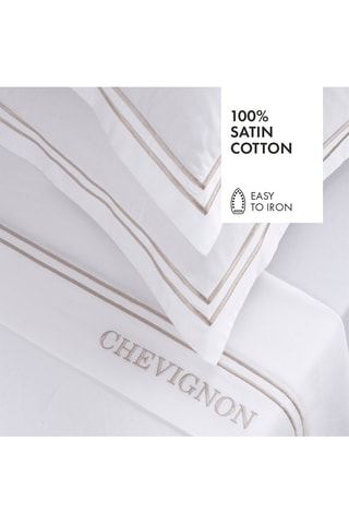 Conjunto de lençóis em cetim de algodão 80 fios/cm² Saint-Tropez - Branco e toupeira