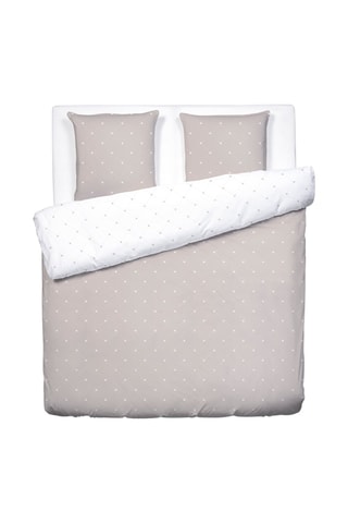 Katoensatijnen Overtrekset 80 Draad/cm² Canards- Taupe en Wit