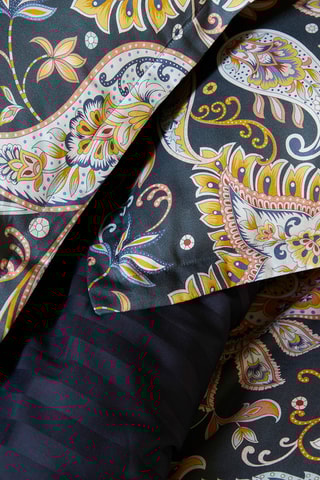 Katoensatijnen Overtrekset 80 Draad/cm² Paisley- donkerblauw en geel