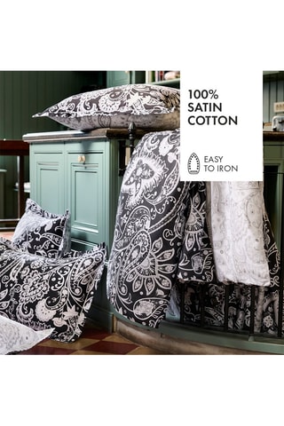 Katoensatijnen Overtrekset 80 Draad/cm² Paisley- Zwart en Wit