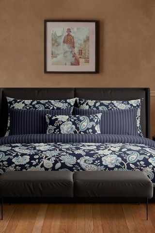 Katoensatijnen Overtrekset 80 Draad/cm² Nuit indienne- Donkerblauw