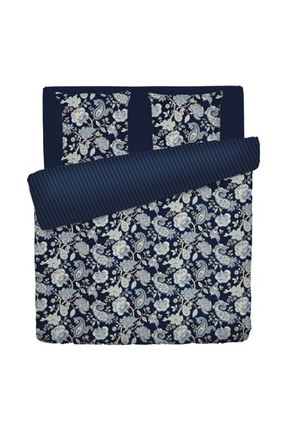 Katoensatijnen Overtrekset 80 Draad/cm² Nuit indienne- Donkerblauw