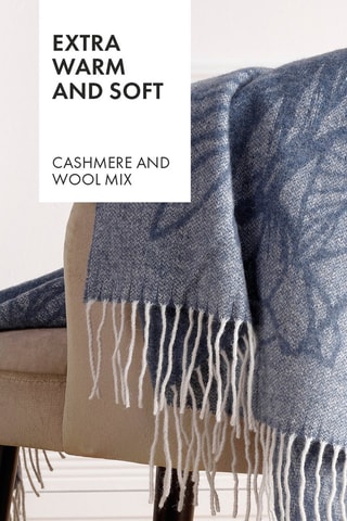 Wollen en Kasjmier Plaid Monstera - 130 x 180 cm -
Blauw