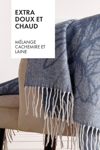 Wollen en Kasjmier Plaid Monstera - 130 x 180 cm -
Blauw