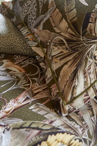 Katoensatijnen Overtrekset 80 Draad/cm² Sauvage- Kaki en Beige