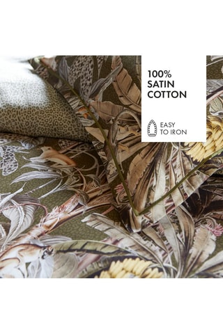 Katoensatijnen Overtrekset 80 Draad/cm² Sauvage- Kaki en Beige