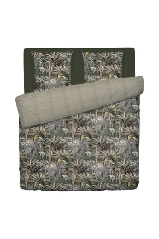 Katoensatijnen Overtrekset 80 Draad/cm² Sauvage- Kaki en Beige