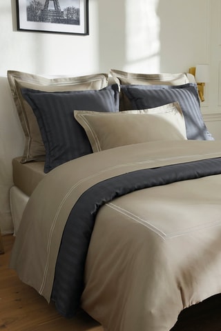 Conjunto de edredão em cetim de algodão 80 fios/cm² Saint-Tropez - Toupeira e branco