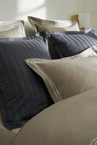 Conjunto de edredão em cetim de algodão 80 fios/cm² Saint-Tropez - Toupeira e branco