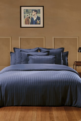 2 fronhas em algodão 80 fios/cm² Dobby - Azul-escuro