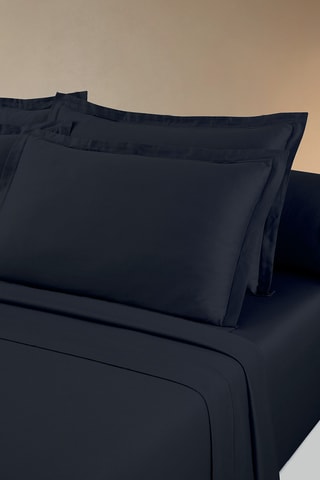 2 fronhas em cetim de algodão 80 fios/cm² Uni 1 baratta - Azul-escuro