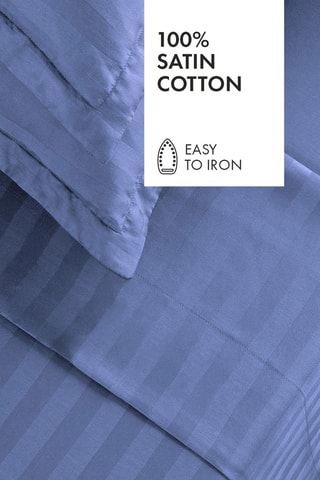 Lençol liso em cetim de algodão 80 fios/cm² Dobby - Azul