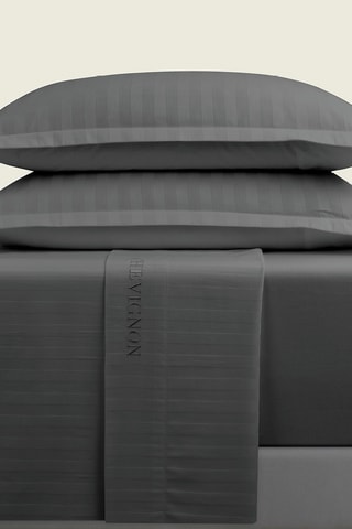 Lençol liso em cetim de algodão 80 fios/cm² Dobby - Cinzento-escuro