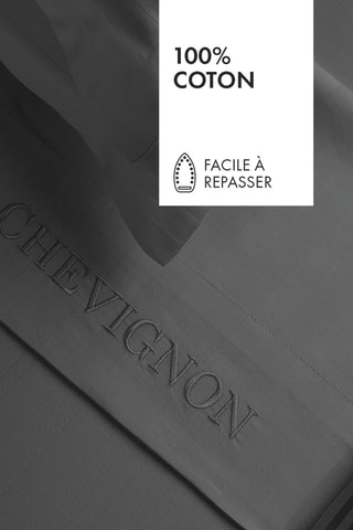 Lençol liso em cetim de algodão 80 fios/cm² Dobby - Cinzento-escuro