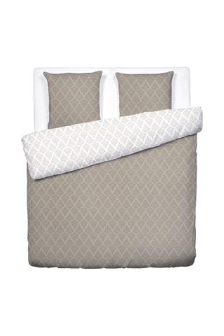 Katoensatijnen Overtrekset 80 Draad/cm² Vibrance Végétale - Taupe en Wit