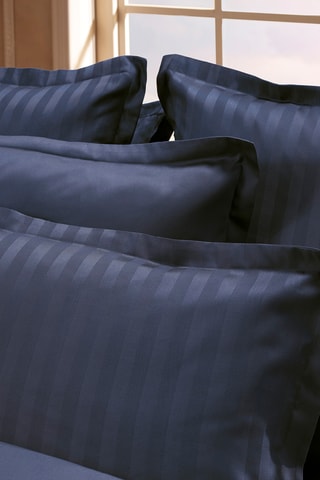 Conjunto de edredão em cetim de algodão 80 fios/cm² Jacquard - Azul-marinho