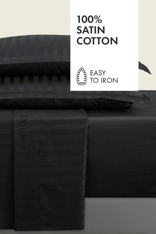 Conjunto de lençóis em cetim de algodão 80 fios/cm² Dobby - Preto