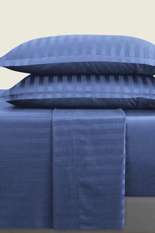 Conjunto de lençóis em cetim de algodão 80 fios/cm² Dobby - Azul-cobalto