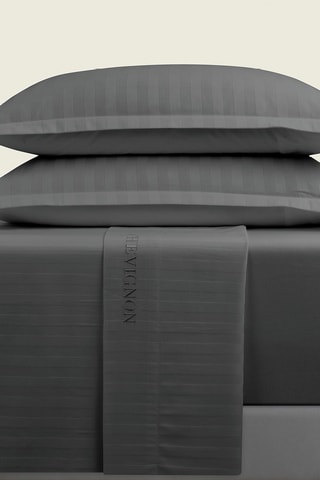 Conjunto de lençóis em cetim de algodão 80 fios/cm² Dobby - Cinzento-escuro