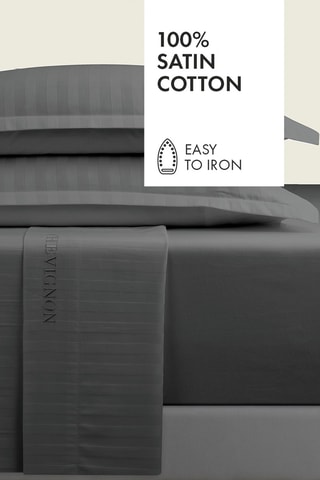 Conjunto de lençóis em cetim de algodão 80 fios/cm² Dobby - Cinzento-escuro