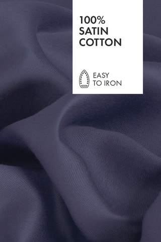 Conjunto de lençóis em cetim de algodão 80 fios/cm² Uni - Azul-marinho