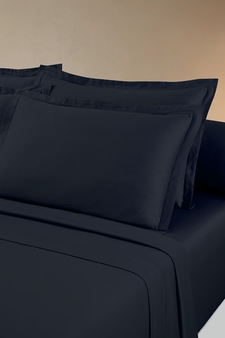 Conjunto de lençóis em cetim de algodão 80 fios/cm² Uni - Azul