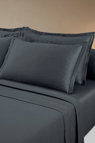 Conjunto de lençóis em cetim de algodão 80 fios/cm² Uni - Cinzento-escuro