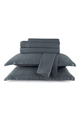 Conjunto de lençóis em cetim de algodão 80 fios/cm² Uni - Cinzento-escuro