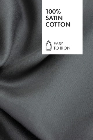 Conjunto de lençóis em cetim de algodão 80 fios/cm² Uni - Cinzento-escuro