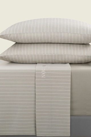 Katoensatijnen Overtrekset 80 Draad/cm² Rayures classiques - Taupe en Ecru