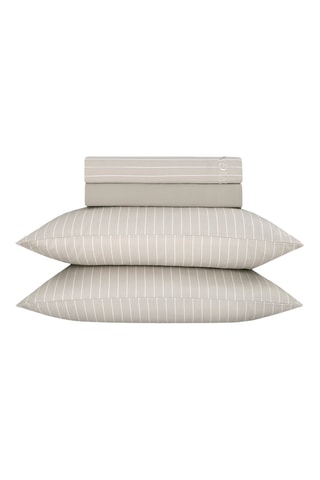 Katoensatijnen Overtrekset 80 Draad/cm² Rayures classiques - Taupe en Ecru