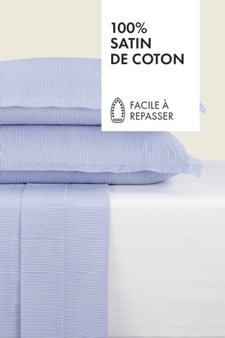 Perkalkatoenen Lakenset 80 Draad/cm² Lyon - Lichtblauw en ecru