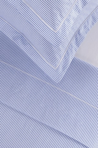 Perkalkatoenen Lakenset 80 Draad/cm² Lyon - Lichtblauw en ecru