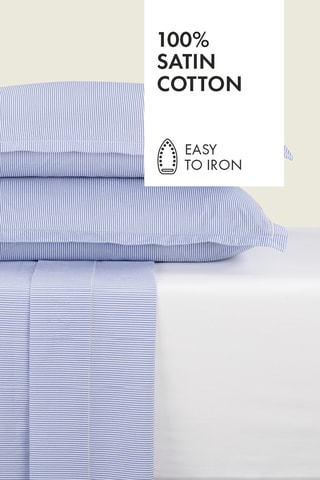 Perkalkatoenen Lakenset 80 Draad/cm² Lyon - Lichtblauw en ecru