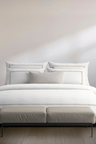 Conjunto de edredão em cetim de algodão 80 fios/cm² Maison royale - Cinzento e branco