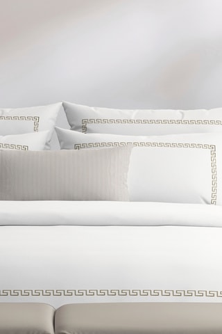 Conjunto de edredão em cetim de algodão 80 fios/cm² Maison royale - Cinzento e branco