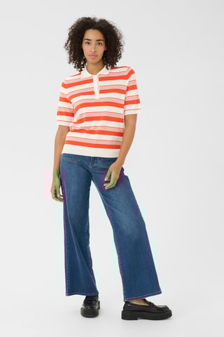 Polo - Laranja e branco