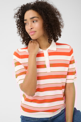 Polo - Laranja e branco